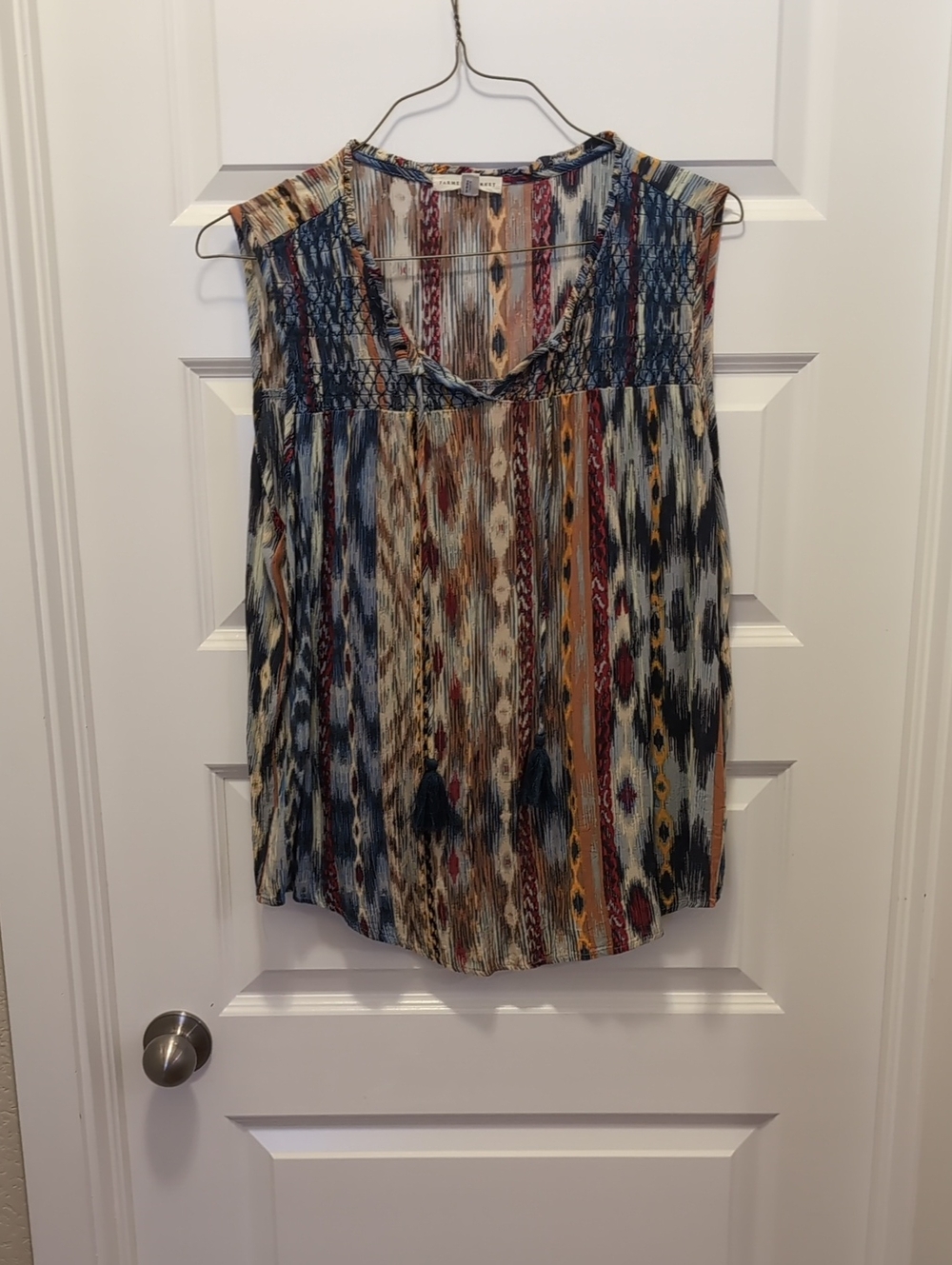 Sleeveless Boho Ikat Print Top - Multicolor